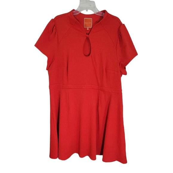 ModCloth Womens Red High Society Style Dress Keyhole Neck Short Sleeve Size 3X‎ - Picture 1 of 10